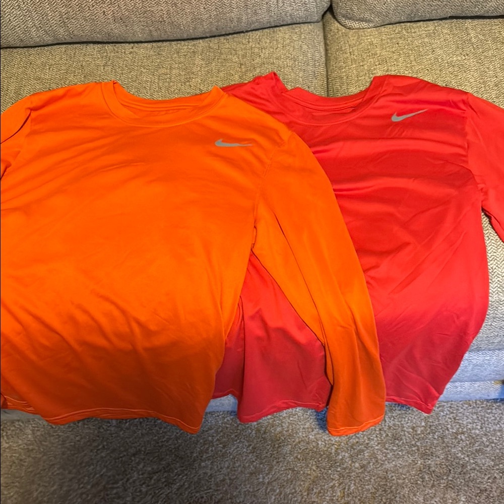 Nike Orange and Red Long Sleeve Shirts. Men’s size S